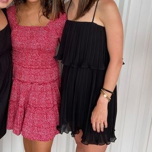 Black Pleated Mini Dress (romper under!)